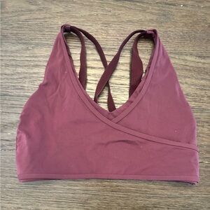 Gymshark Women's Burgundy Bralette sports bra cross cross size medium